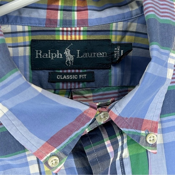 Ralph Lauren Men’s Casual Button Down Shirt Blue and Green Sz L - Picture 4 of 4